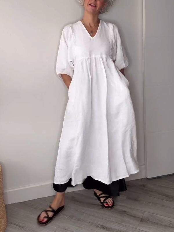 LM | Relaxed elegance V-neck maxi dress