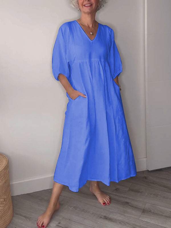 LM | Relaxed elegance V-neck maxi dress