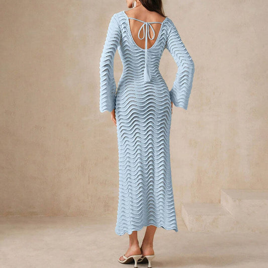LM | elegant crochet midi dress for women