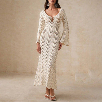 LM | elegant crochet midi dress for women