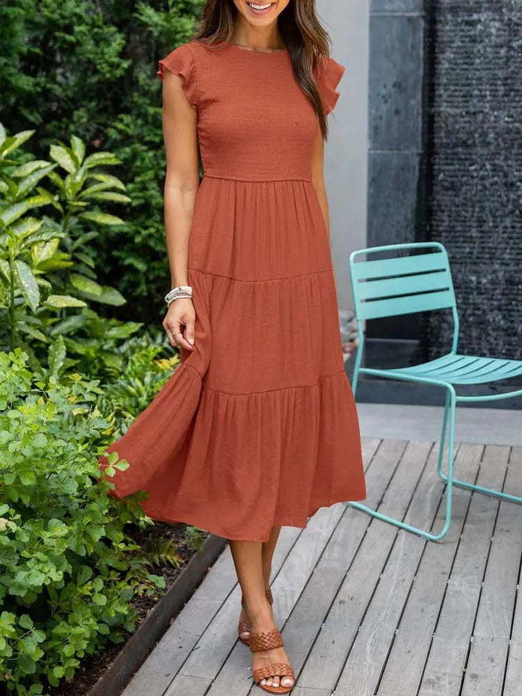 LM | Flowing tiered midi dress
