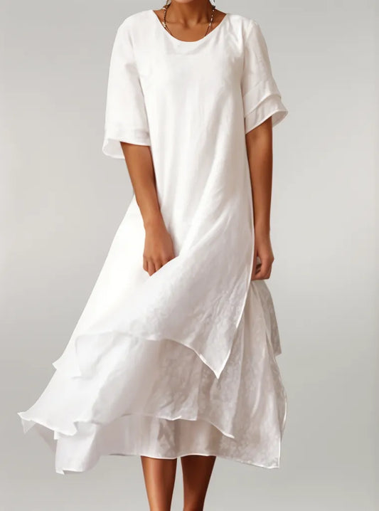 LM | Flowing midi dress in a layered look
