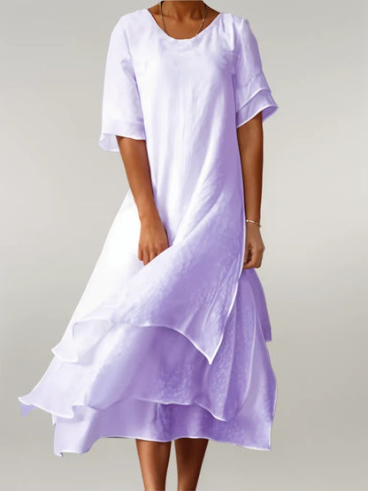 LM | Flowing midi dress in a layered look