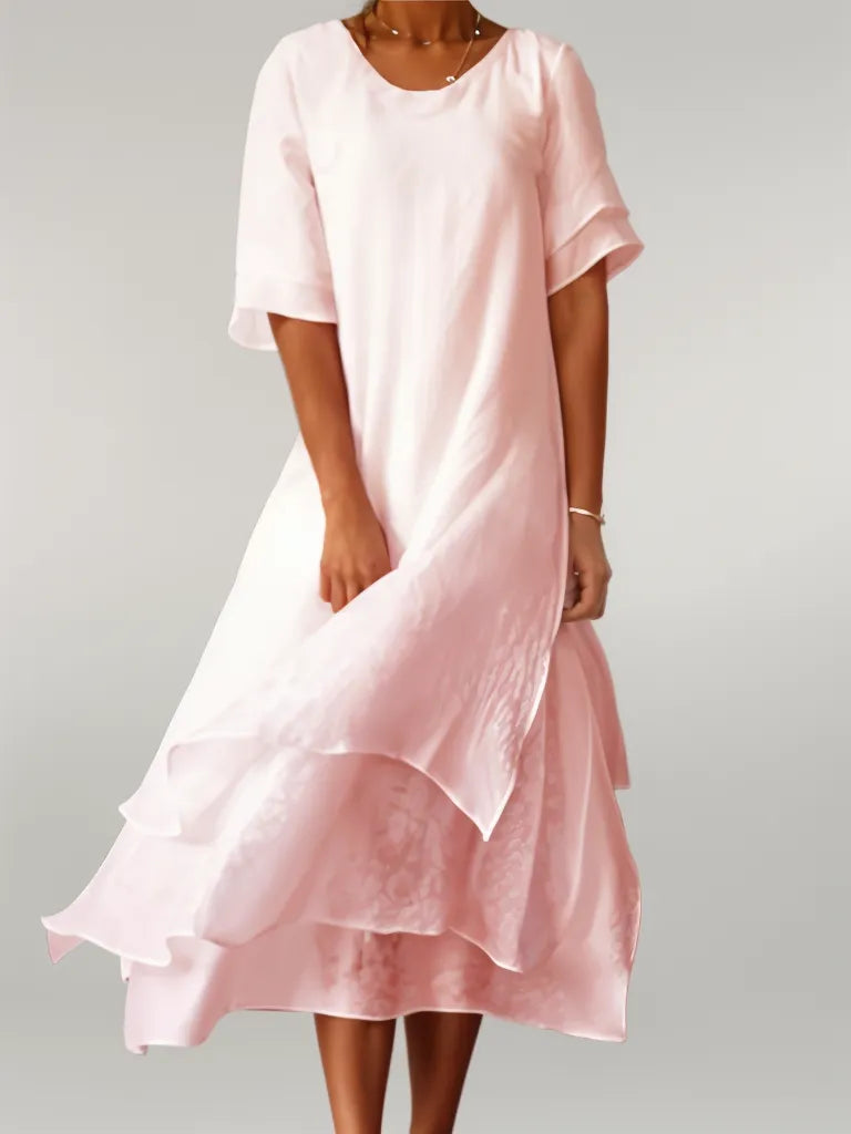 LM | Flowing midi dress in a layered look