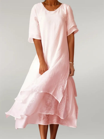 LM | Flowing midi dress in a layered look