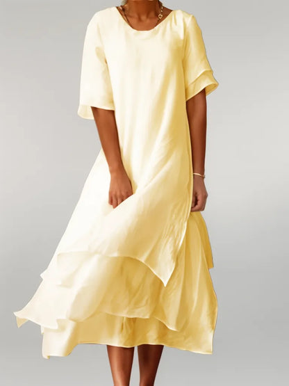 LM | Flowing midi dress in a layered look