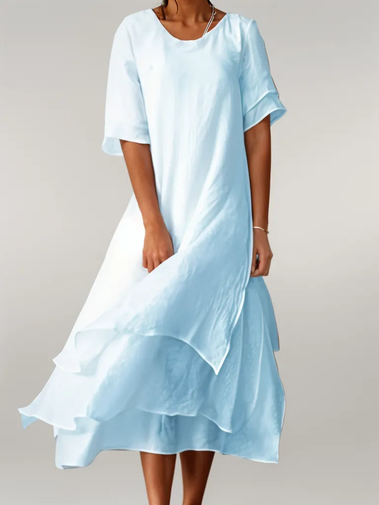 LM | Flowing midi dress in a layered look