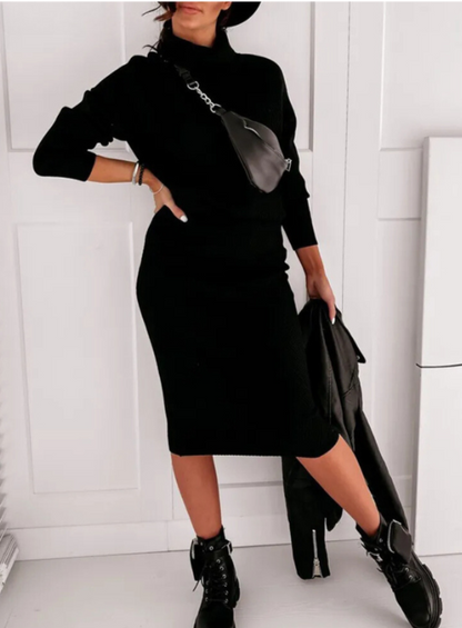 TS | Elegant rib-knit sweater and skirt set