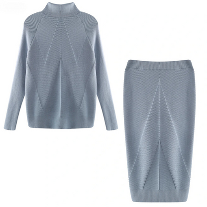 TS | Elegant rib-knit sweater and skirt set