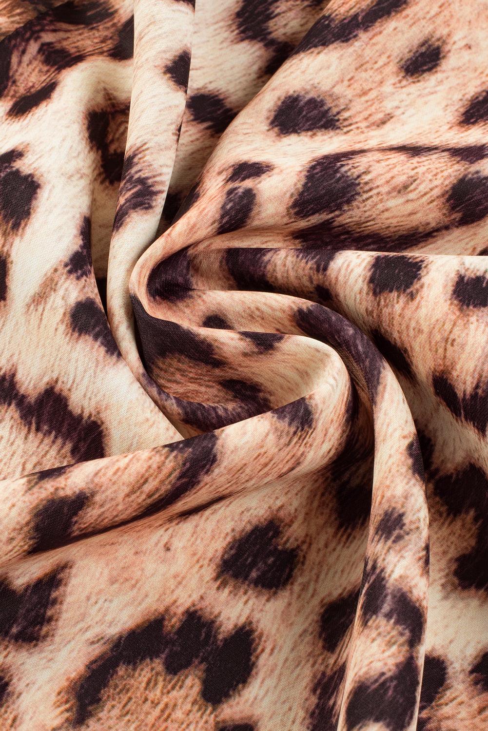 LM | Maxi dress with leopard print and puff sleeves for women